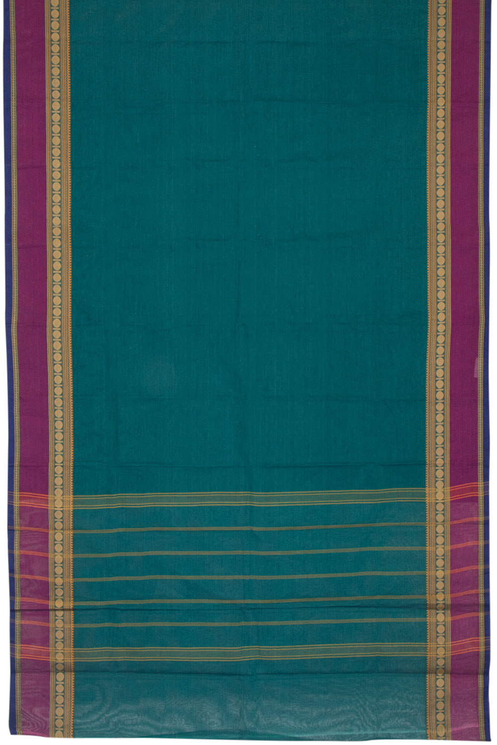 Peacock Blue Handwoven Chettinad Cotton Saree - Avishya