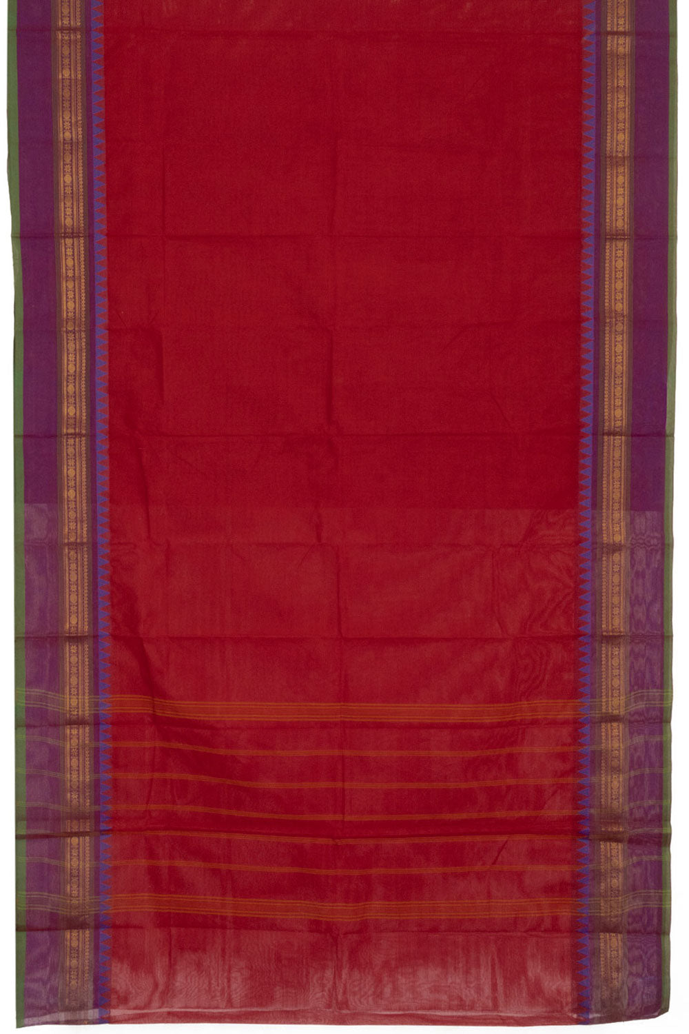 Red Handloom Chettinad Cotton Saree - Avishya