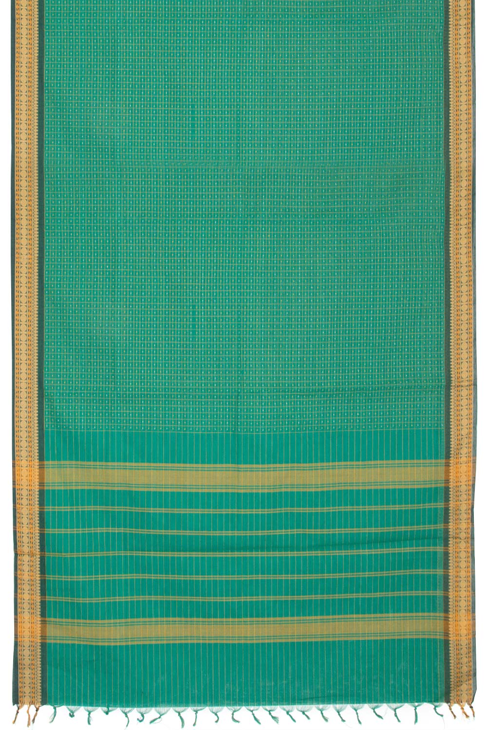 Peacock Green Handwoven Chettinad Cotton Saree - Avishya