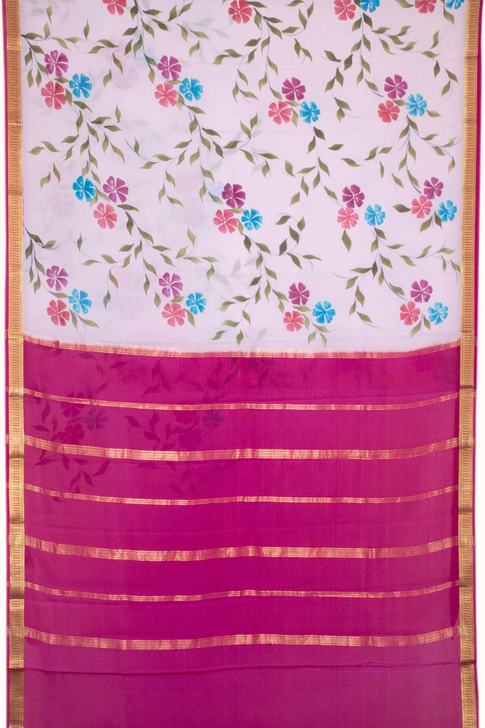 Rose Hand Painted Mysore Crepe Silk Saree10064298