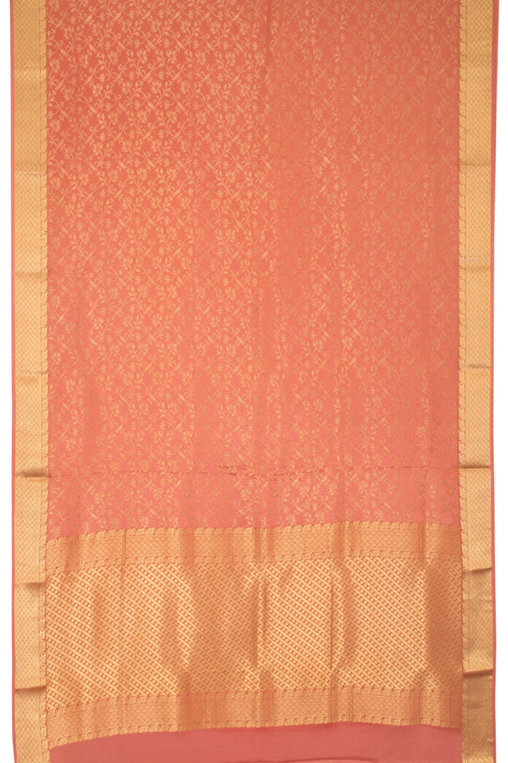 Coral Pink Mysore Crepe Silk Saree - Avishya