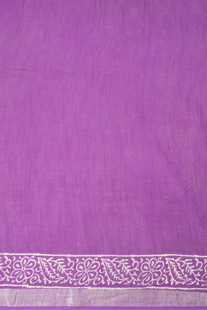 Purple Printed linen saree - Avishya