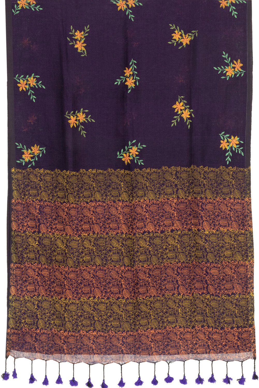 Violet Printed Linen Saree 10064474