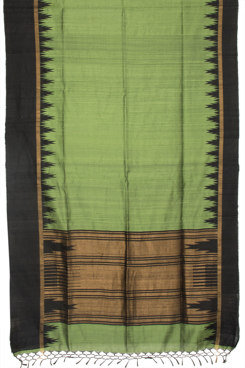 Pista Green Handloom Raw Silk Saree - Avishya