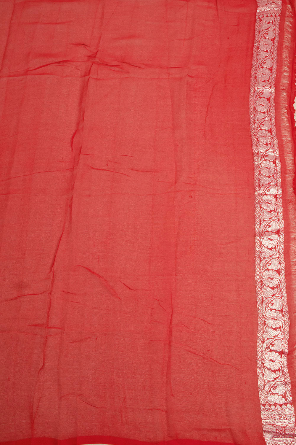 Red Handloom Khaddi Banarasi Chiffon Saree - Avishya