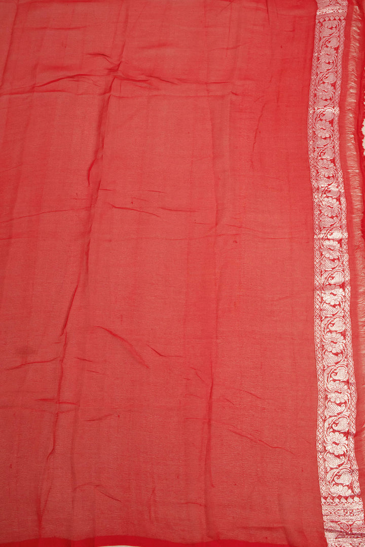 Red Handloom Khaddi Banarasi Chiffon Saree - Avishya