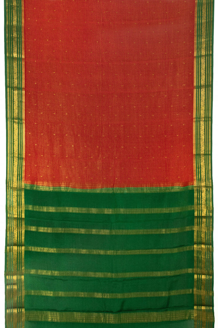 Red Mysore Crepe Silk Saree 10064620