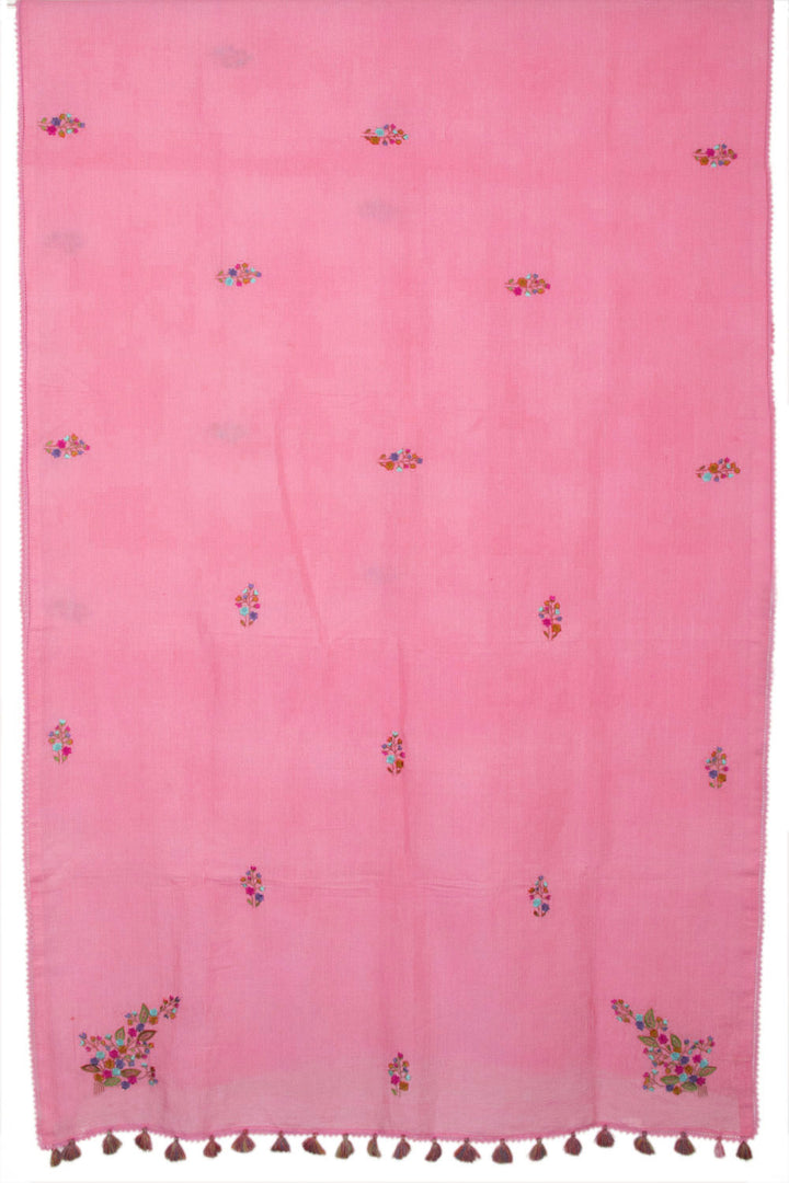 Pink Embroidered Linen Silk Saree - Avishya