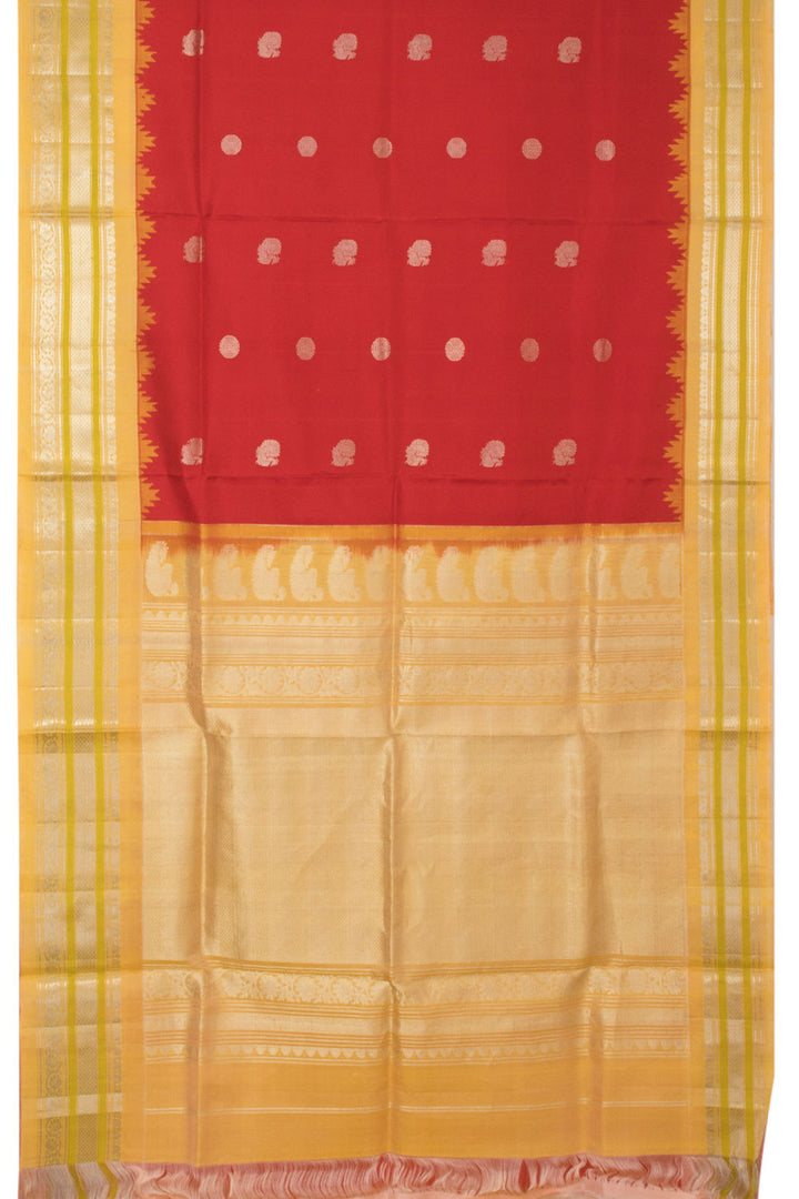 Red Handloom Gadwal Kuttu Silk Saree - Avishya