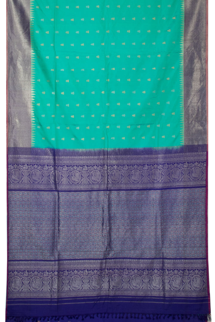 Sea Green Handloom Gadwal Kuttu Silk Saree - Avishya