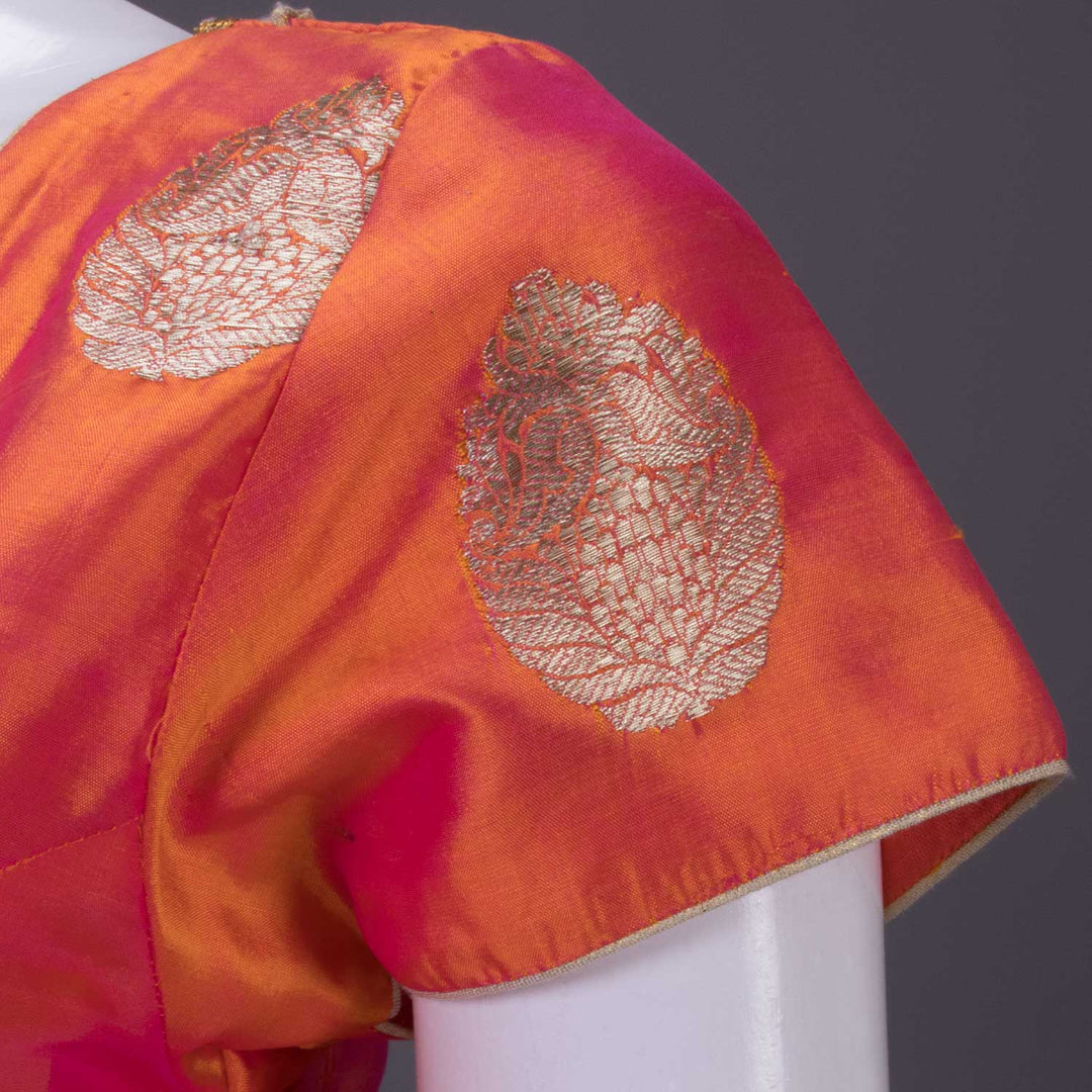 Orange Shot Pink Banarasi Silk Blouse