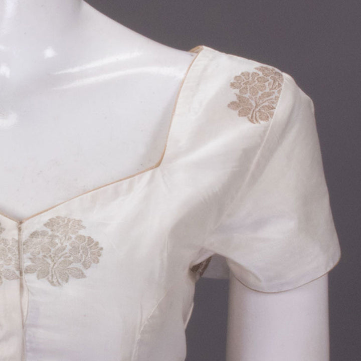 White Banarasi Silk Blouse - Avishya