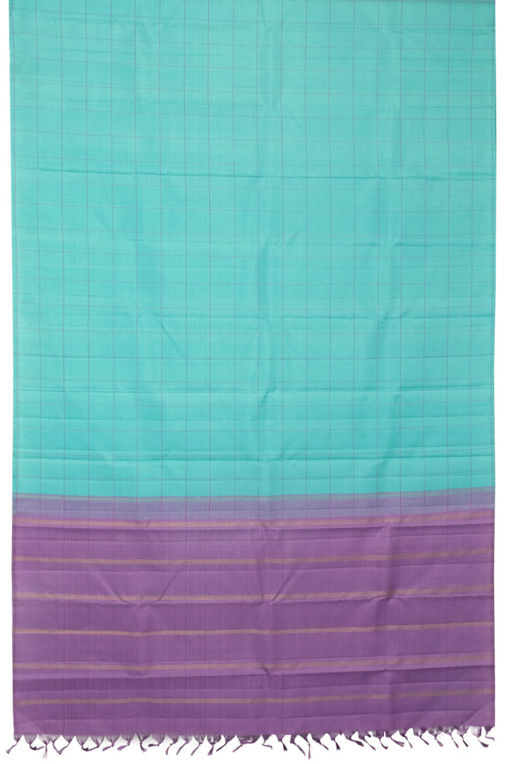 Aqua Blue Borderless Handloom Kanjivaram Silk Saree 10065037