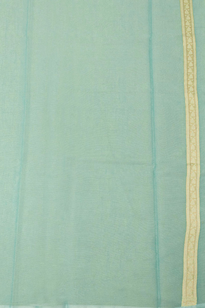 Turquoise Blue Handloom Banarasi Cotton Saree 10065139