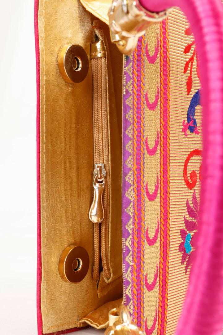 Pink Handcrafted Pathani Potli Bag - Avishya