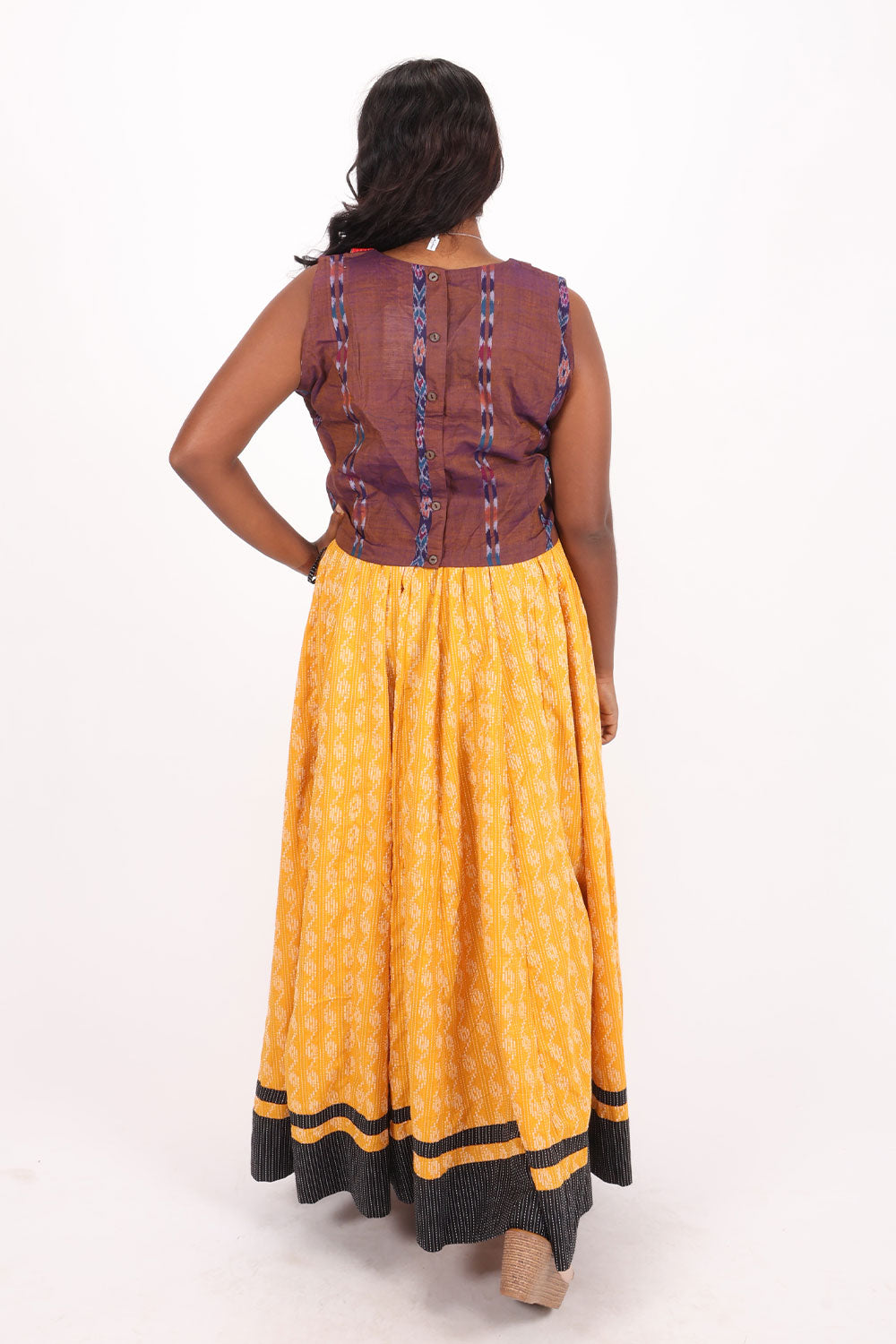 Orange Hand Block Printed Cotton Skirt