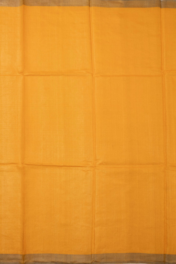 Yellow Handloom Embroidered Kosa Silk saree - Avishya