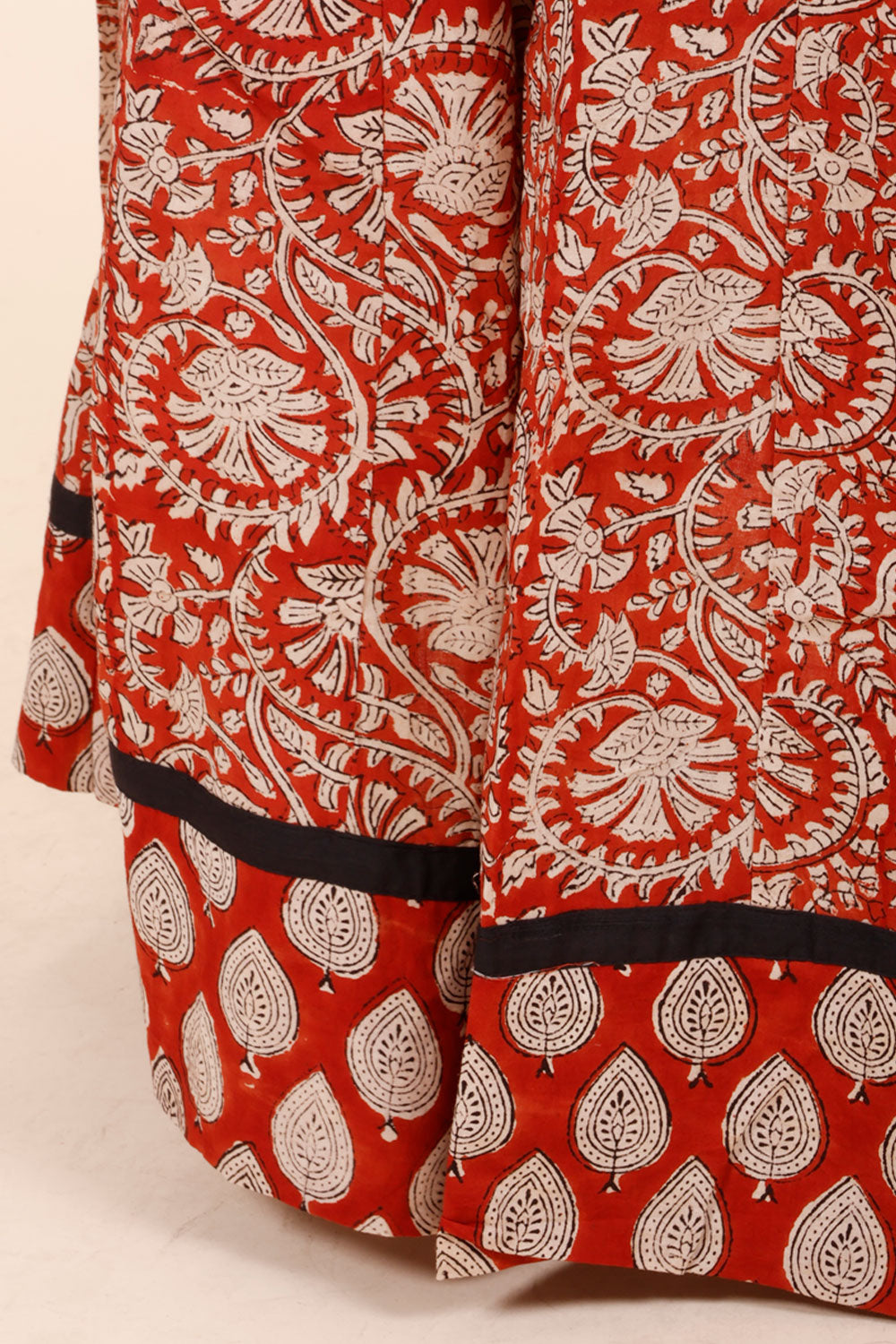 Red Hand Block Printed Chaniya Choli With Kota Doria Dupatta 10066333