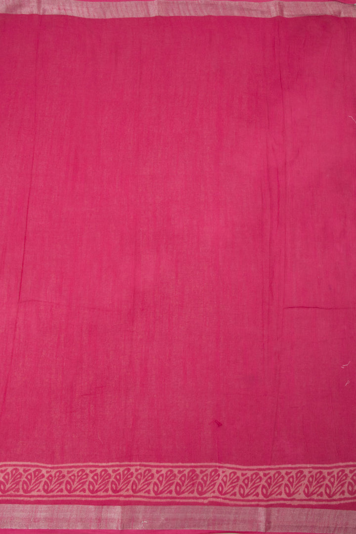 Pink Hand Block Printed Linen Saree - Avishya