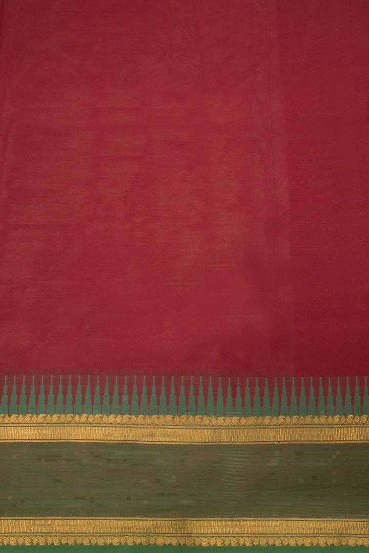 Red Handwoven Kanchi Cotton Saree - Avishya