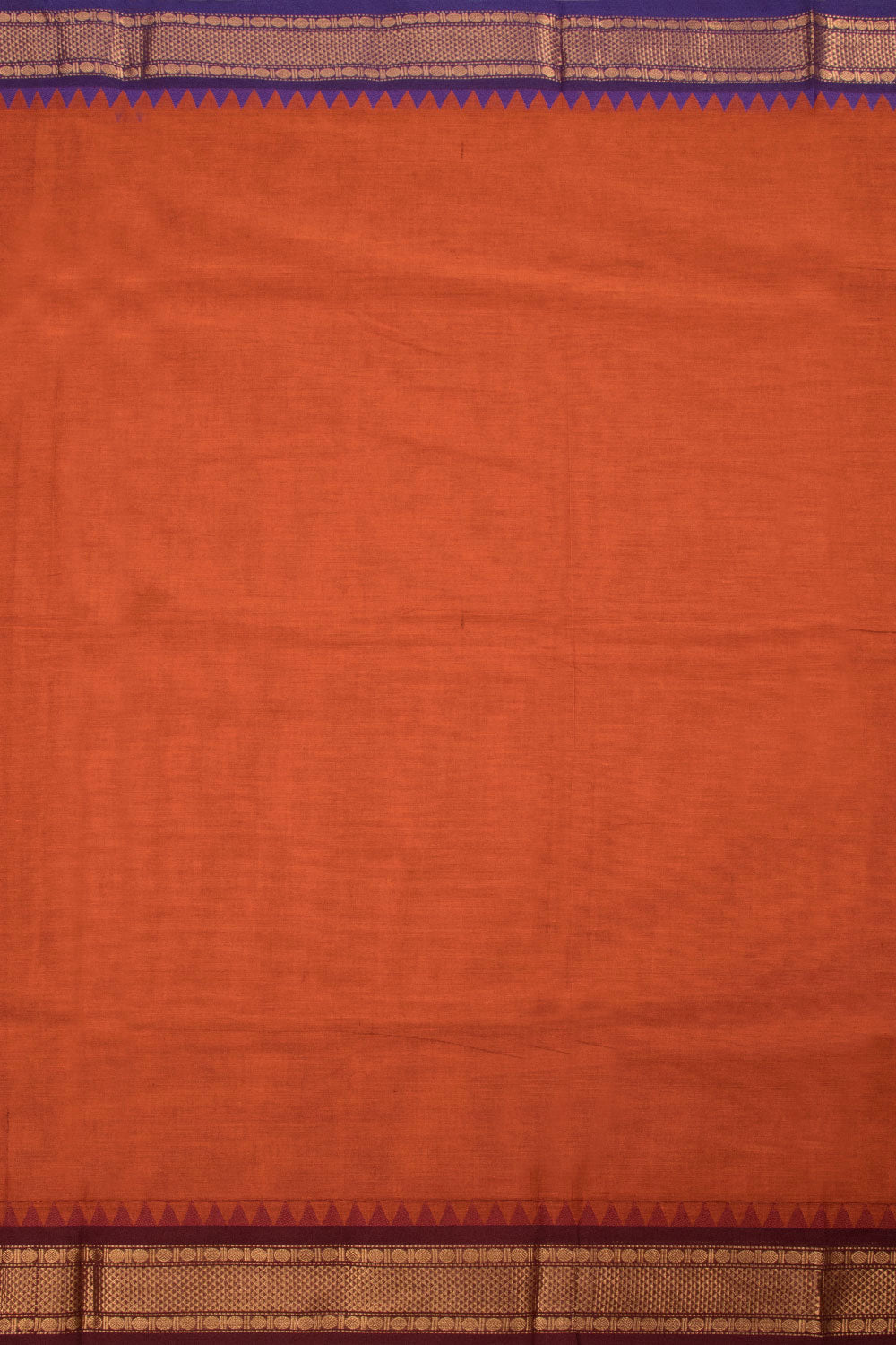 Rust Orange Handwoven Kanchi Cotton Saree - Avishya