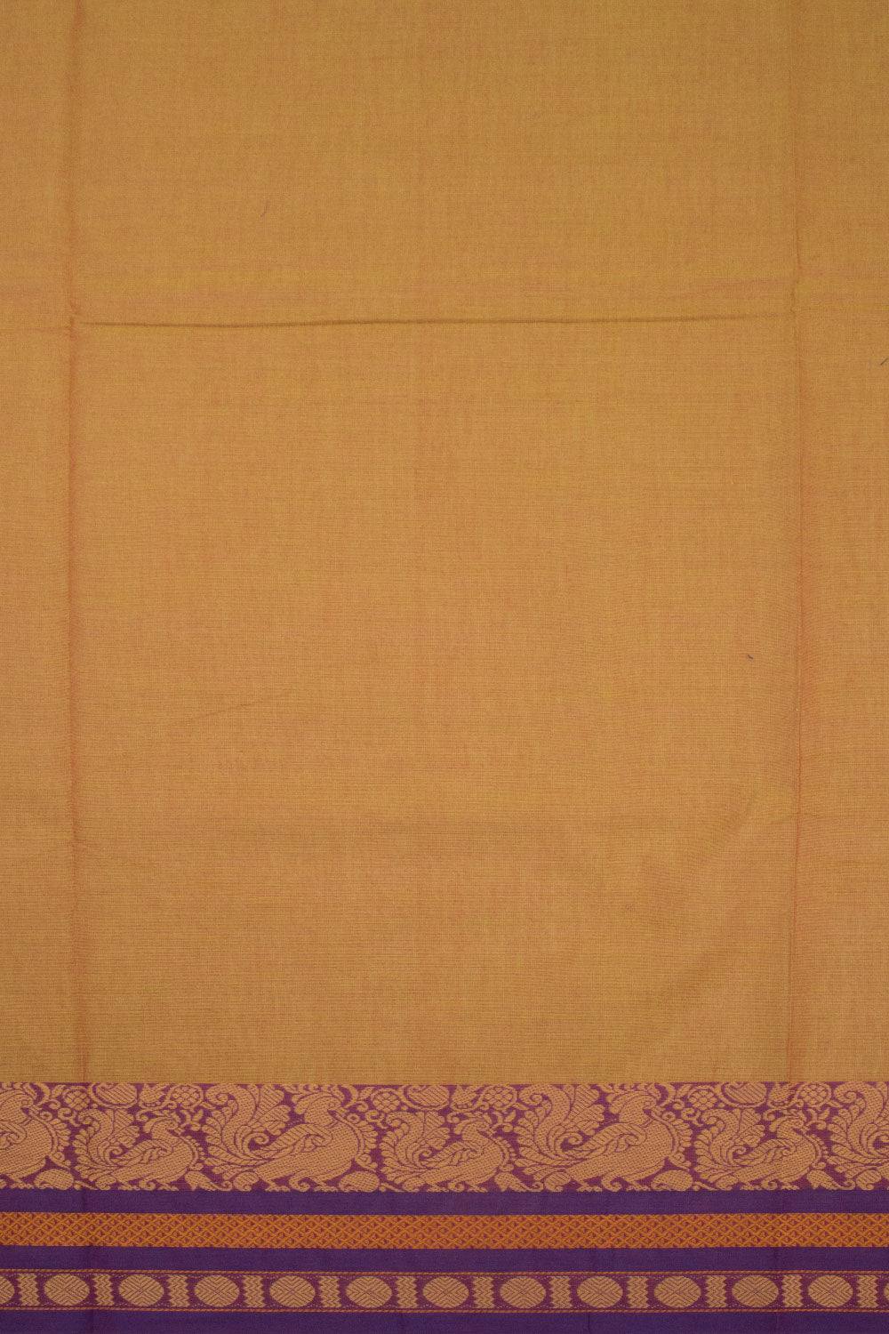 Hunyadi yellow Handwoven Kanchi Cotton Saree-Avishya