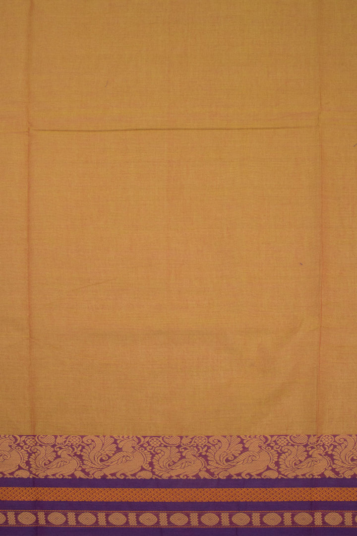 Hunyadi yellow Handwoven Kanchi Cotton Saree-Avishya