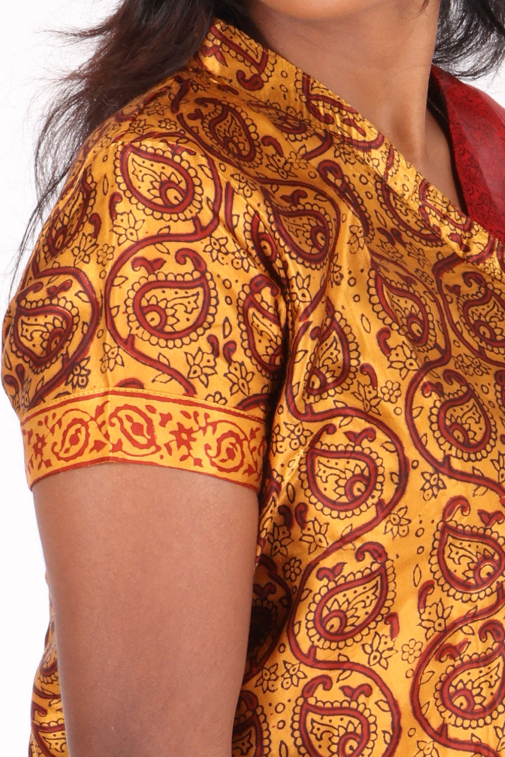 Yellow Handcrafted Bagh Printed Modal Short Top 