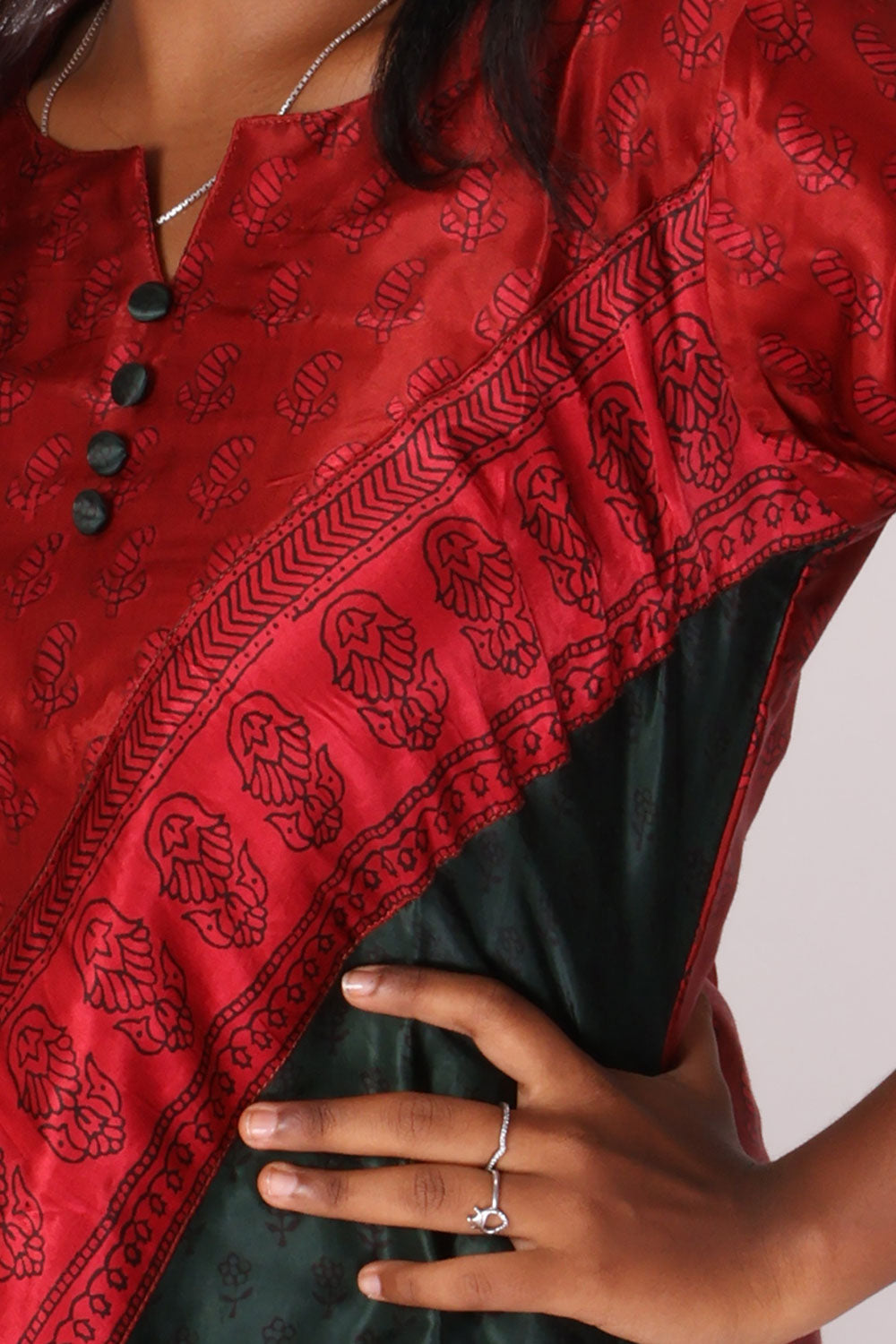 Maroon Handcrafted Bagh Printed Modal Short Top