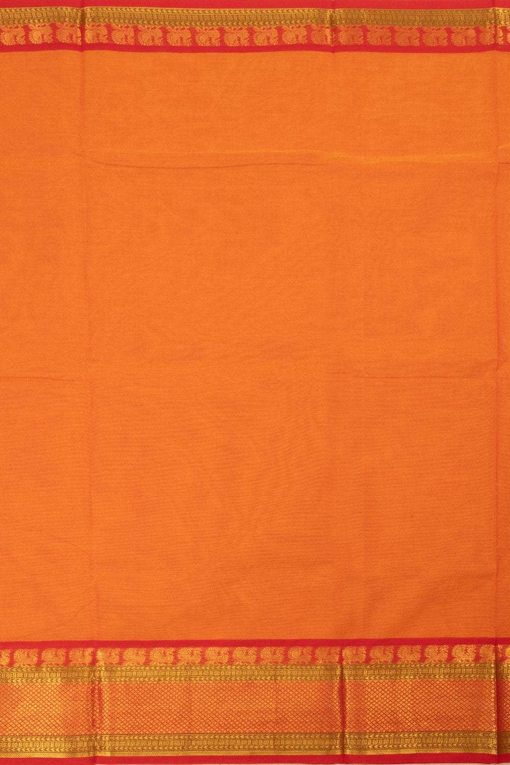 Pumpkin Orange Handwoven Kanchi Cotton Saree-Avishya