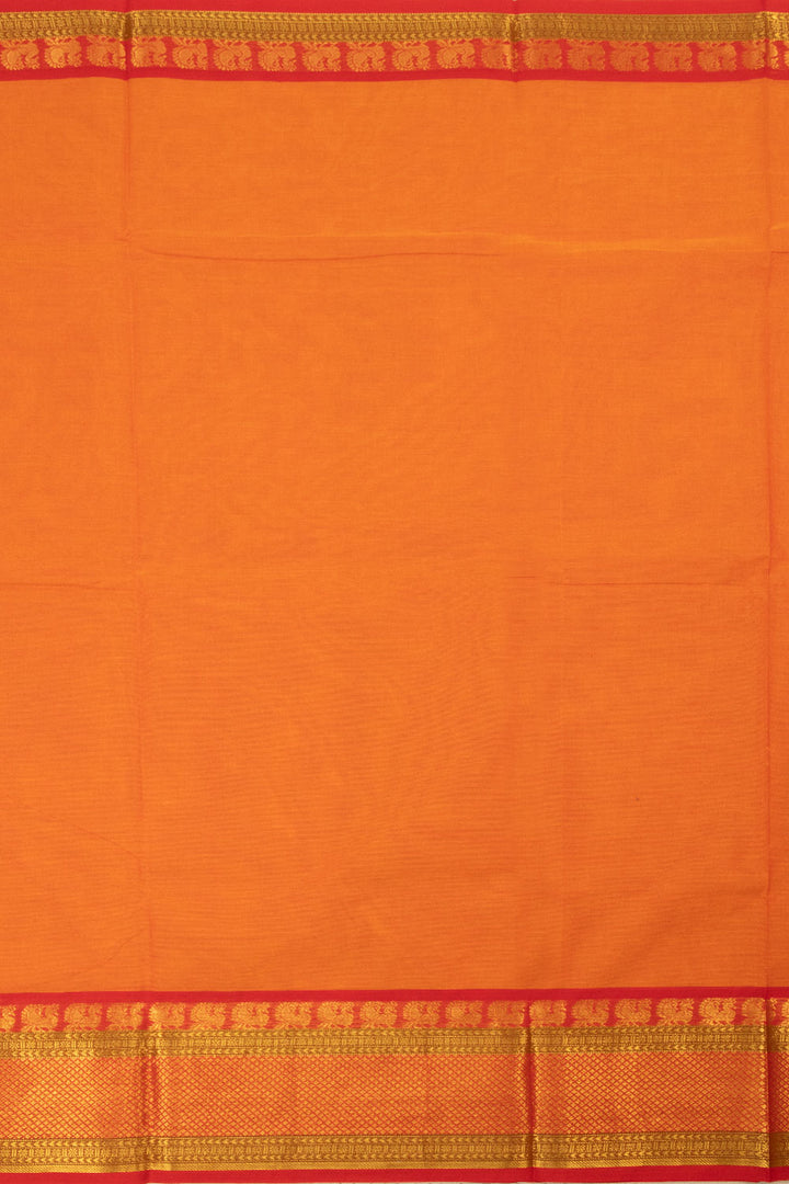 Pumpkin Orange Handwoven Kanchi Cotton Saree-Avishya