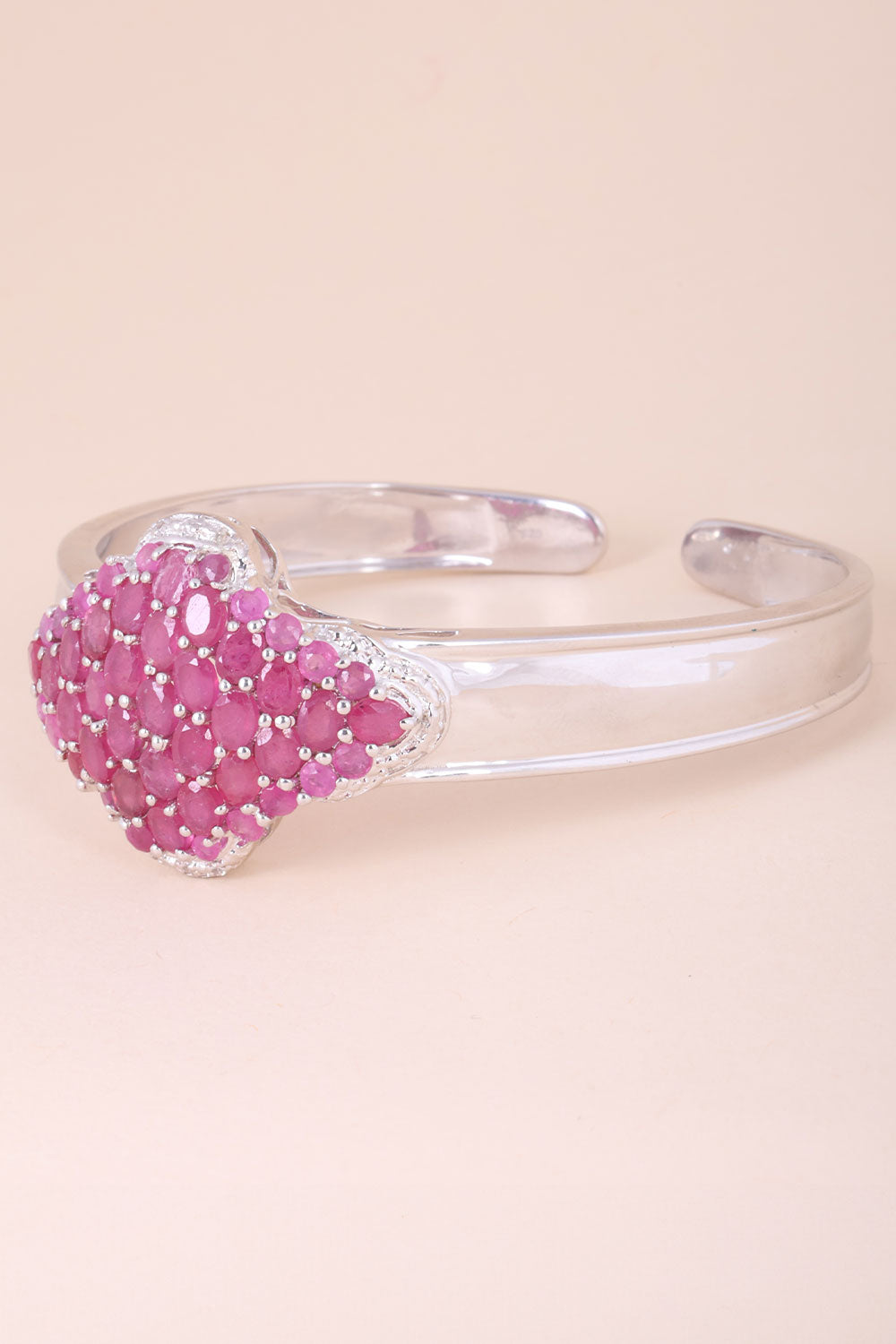 Ruby With White Topaz Sterling Silver Bangle - Avishya