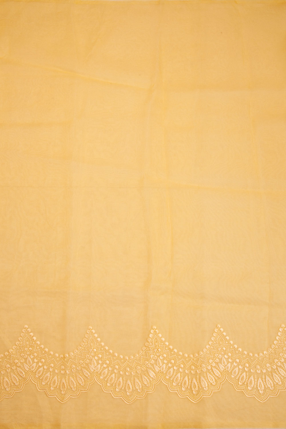 Yellow Hand Embroidered Pure Silk Organza Saree - Avishya