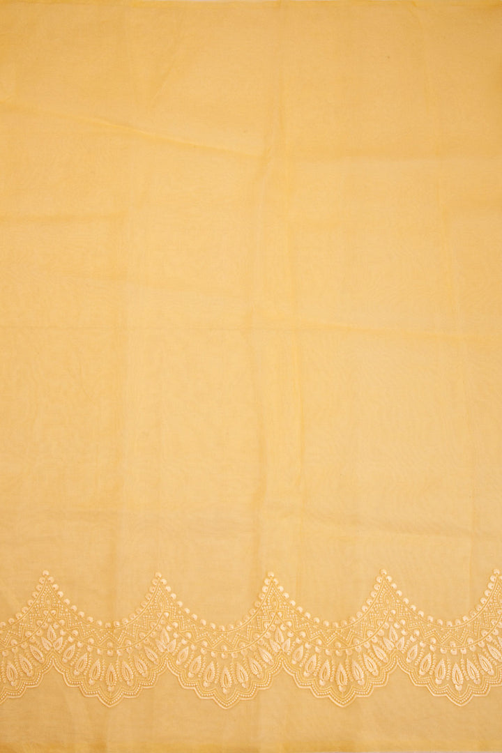 Yellow Hand Embroidered Pure Silk Organza Saree - Avishya