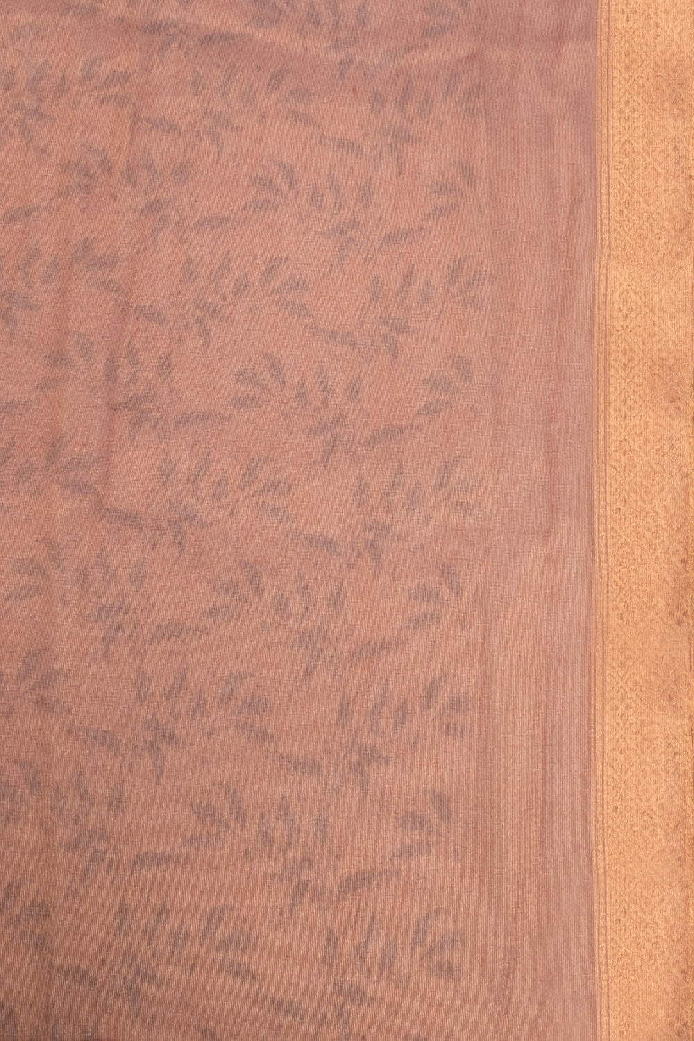 Golden Pink Floral Printed Tissue Organza Saree - Avishya