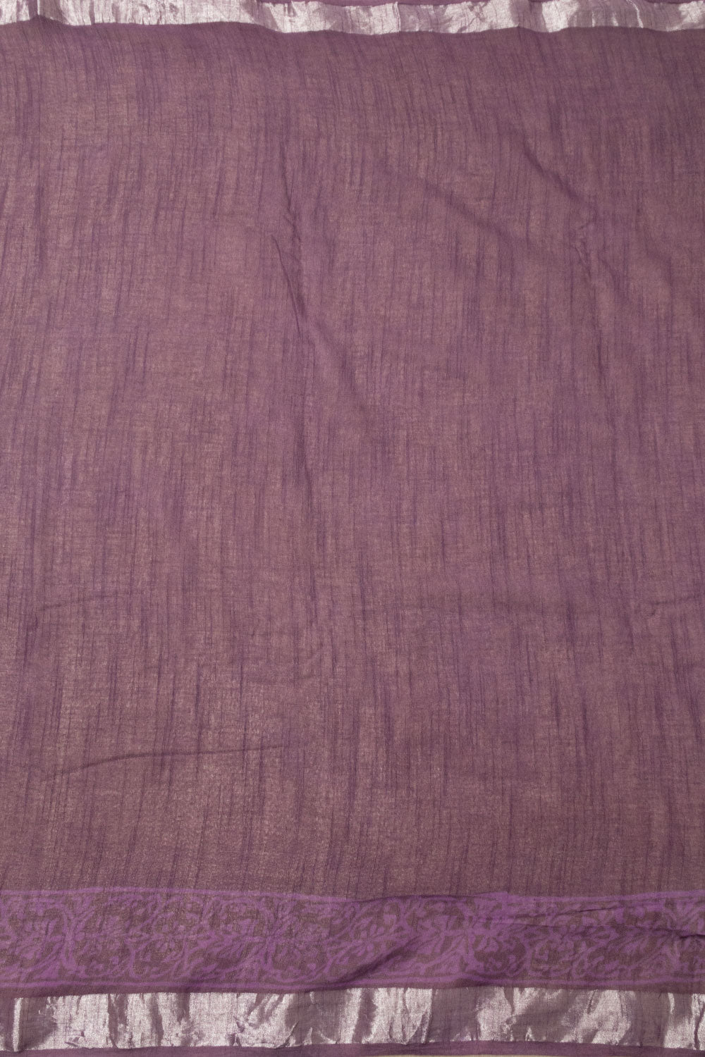 Velour Purple Hand Block Printed linen saree-Avishya