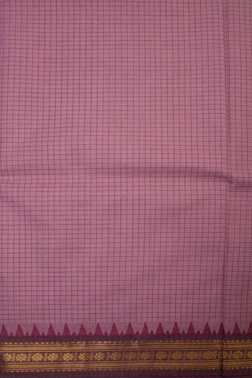 Pink Handwoven Kanchi Cotton Saree - Avishya.com