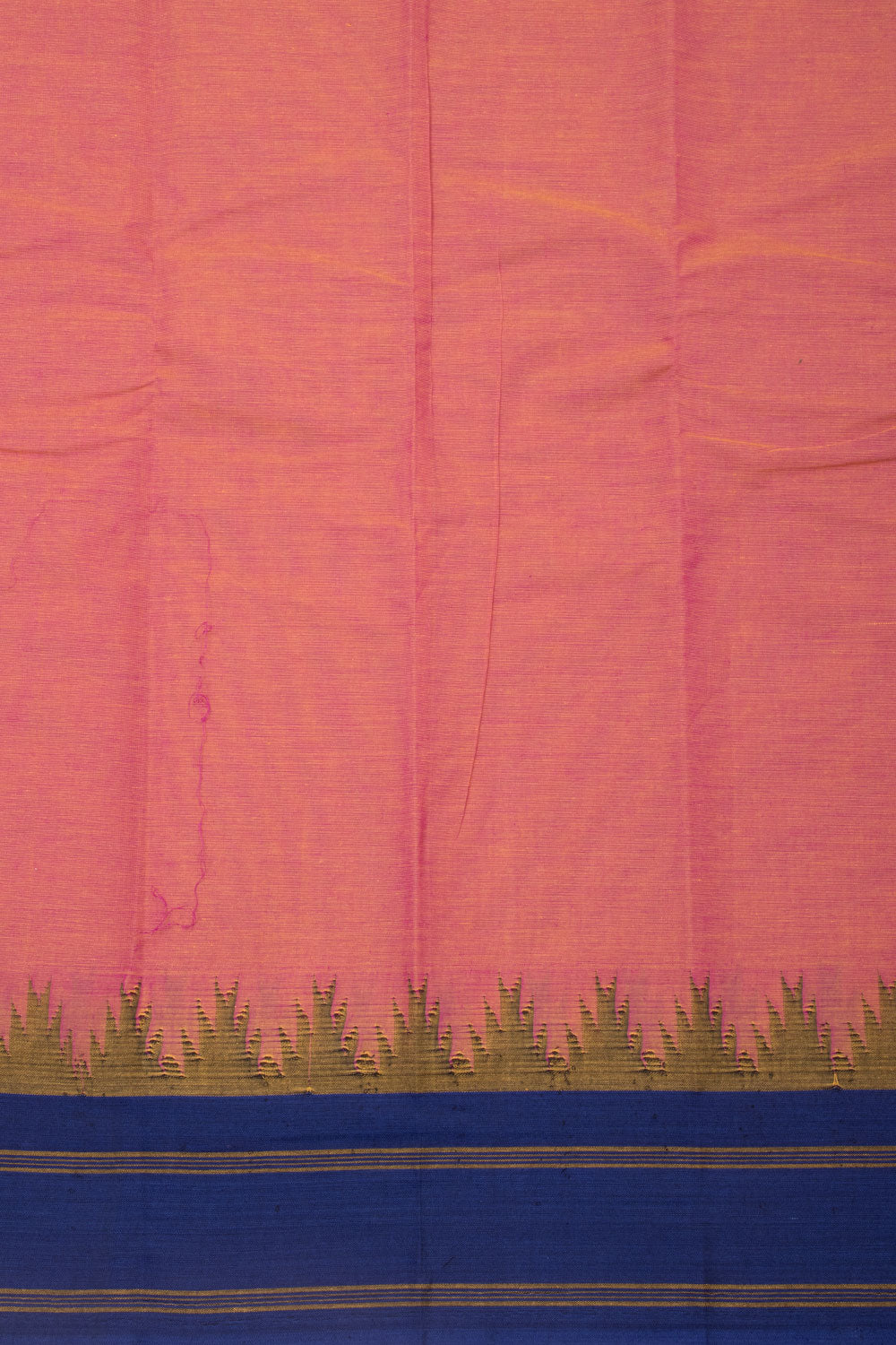 Peach Handwoven Kanchi Cotton Saree - Avishya