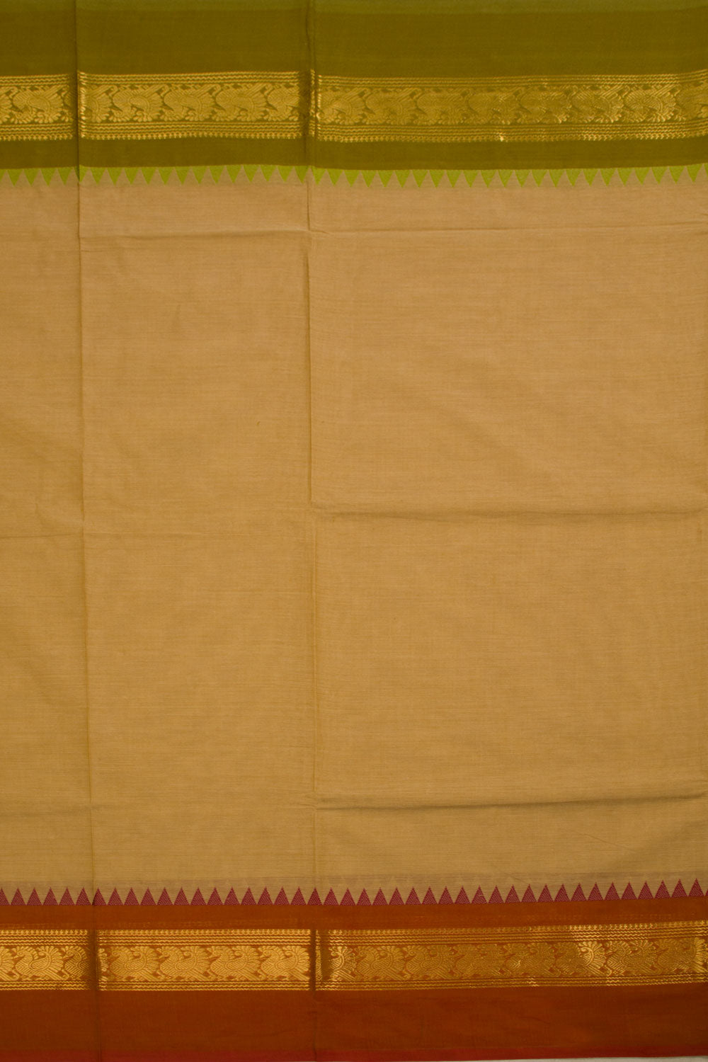 Wheat Beige Handwoven Kanchi Cotton Saree -Avishya