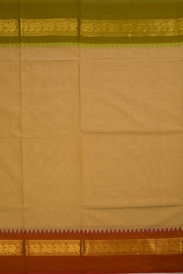 Wheat Beige Handwoven Kanchi Cotton Saree -Avishya