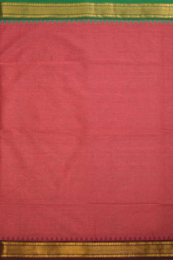 Rouge Pink Handwoven Kanchi Cotton Saree - Avishya