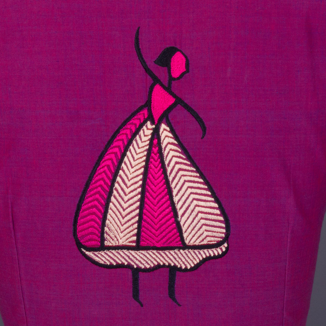 Purple Embroidered Mangalgiri Cotton Blouse - Avishya