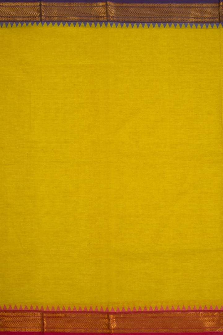 Yellow Handwoven Kanchi Cotton Saree 10068476 - Avishya