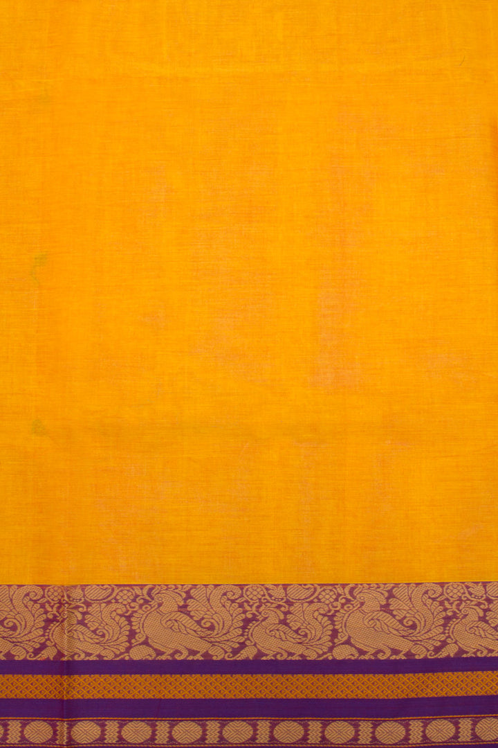 Yellow Handwoven Kanchi Cotton Saree 10068537 - Avishya