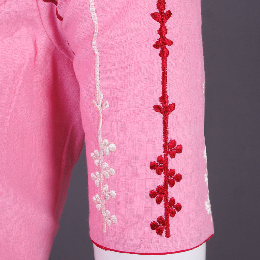 Pink Embroidered Cotton Blouse 10069460 - Avishya