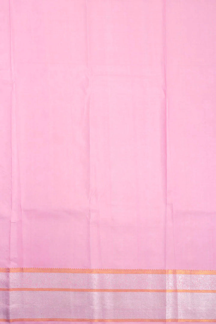 Pink Handloom Jacquard Kanjivaram Silk Saree 10070654