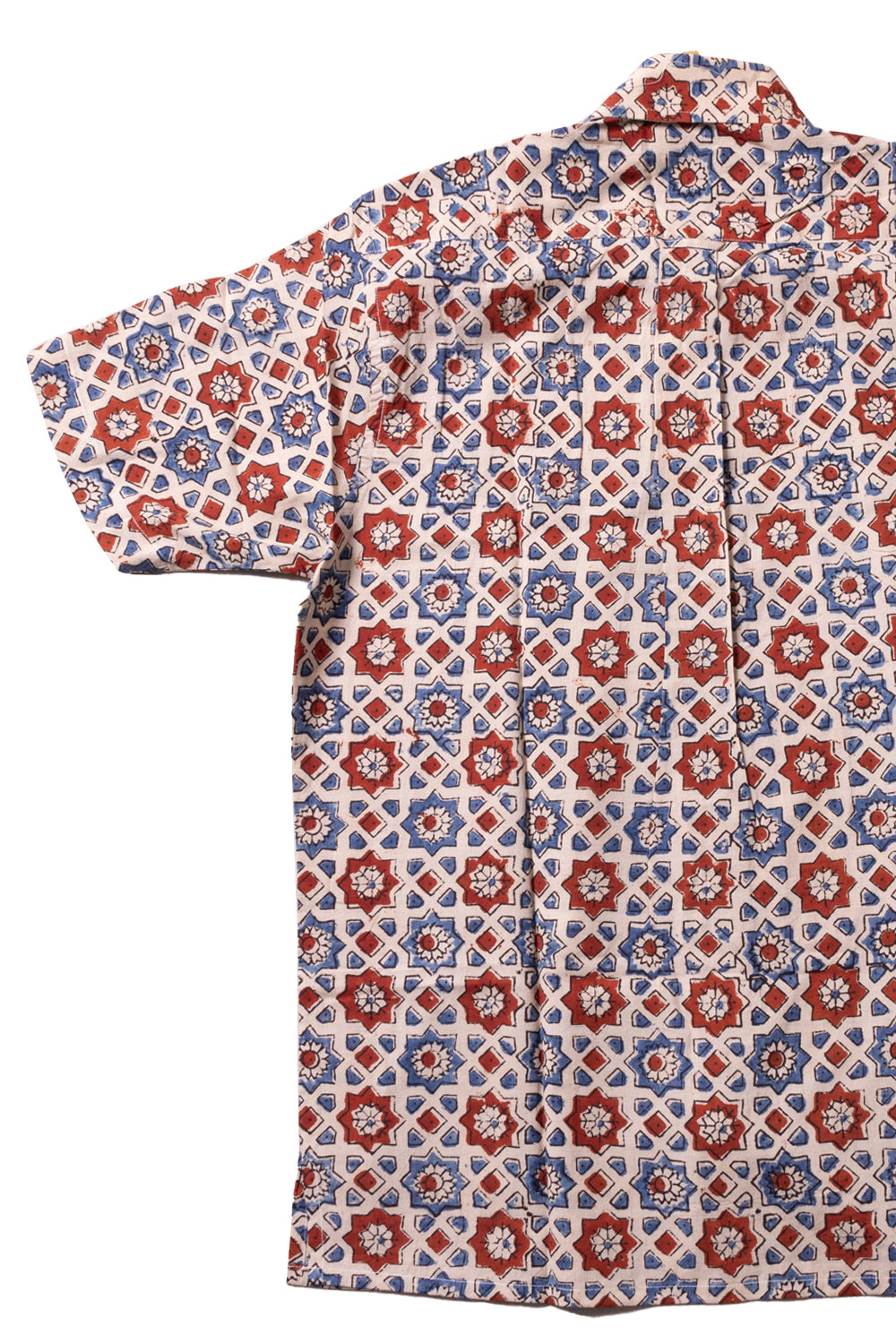 Cream Half Sleeve Ajrakh Printed Cotton Mens Shirt