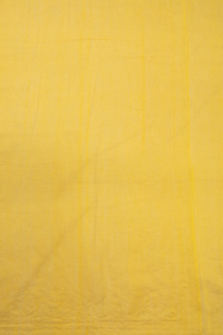 Yellow Embroidered  Chanderi Silk Cotton Saree with Tissue Pallu 