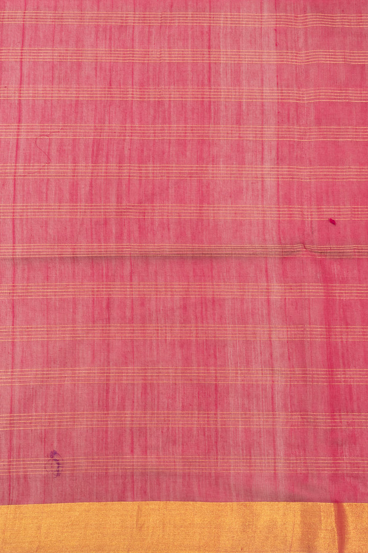 Maroon Chanderi Silk Cotton Saree With Zari Checks