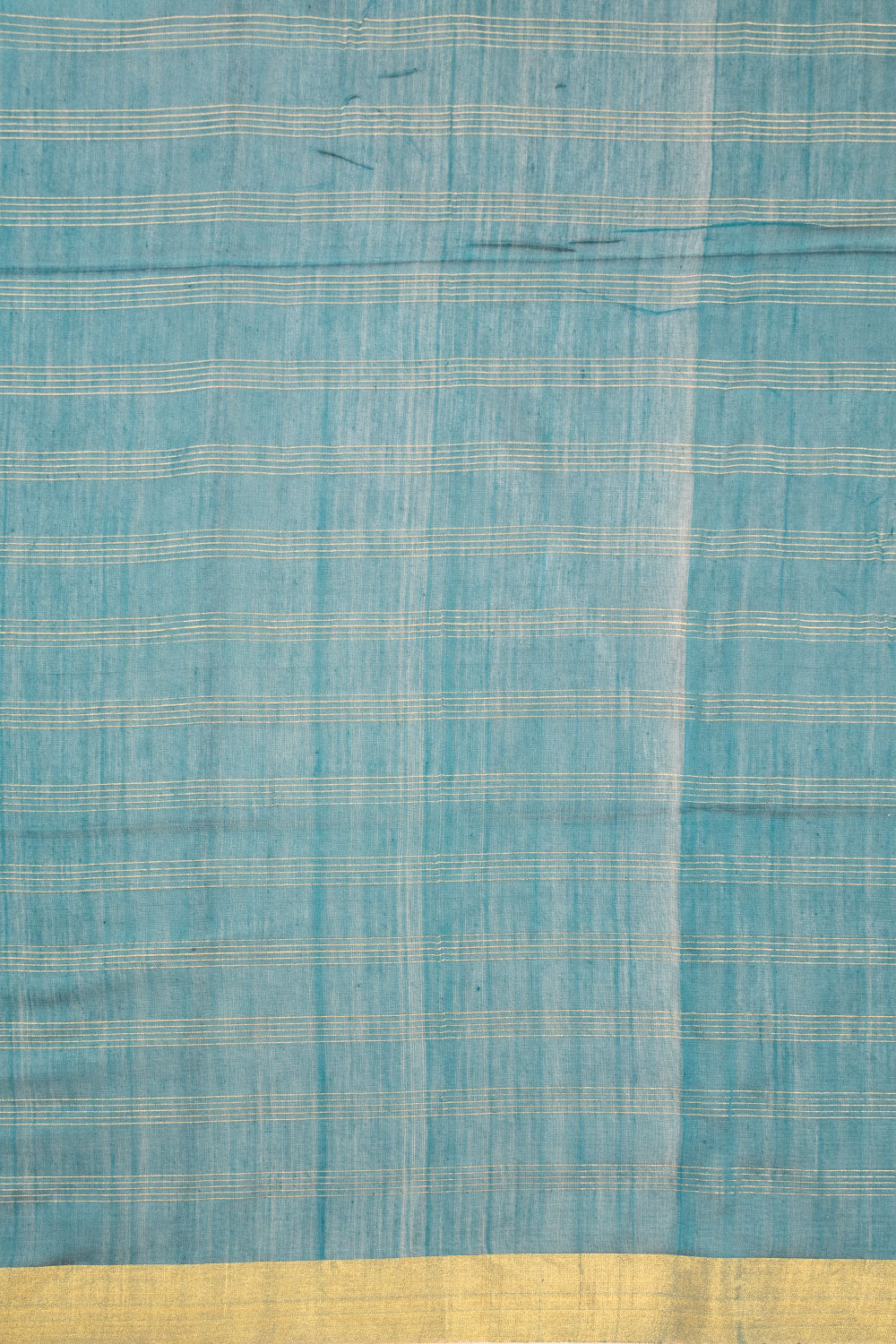 Blue Handwoven Chanderi Silk Cotton Saree With Zari Checks